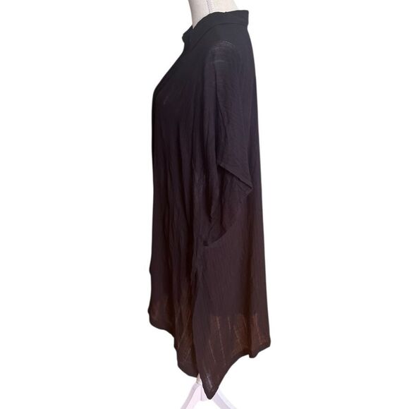 L' Space Anita Black Cover up Button Down Collar Neckline Semi Sheer M/L - Picture 7 of 8